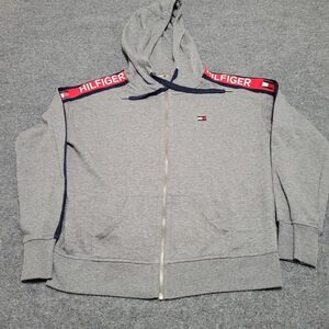 Tommy Hilfiger Hoodie Women S Full‎ Zip Pockets Full Arm Print Y2K